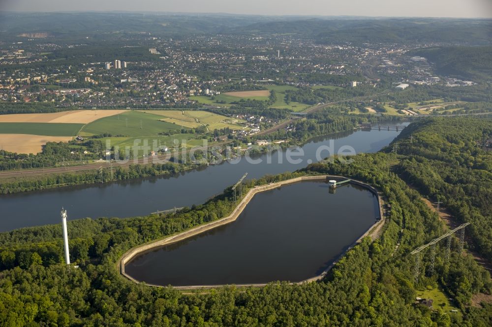 Luftbild Herdecke - Pumpspeicherkraftwerk Koepchenwerk, einem Wasserkraftwerk mit Energie- Speicher am Hengsteysee in in Herdecke im Bundesland Nordrhein-Westfalen