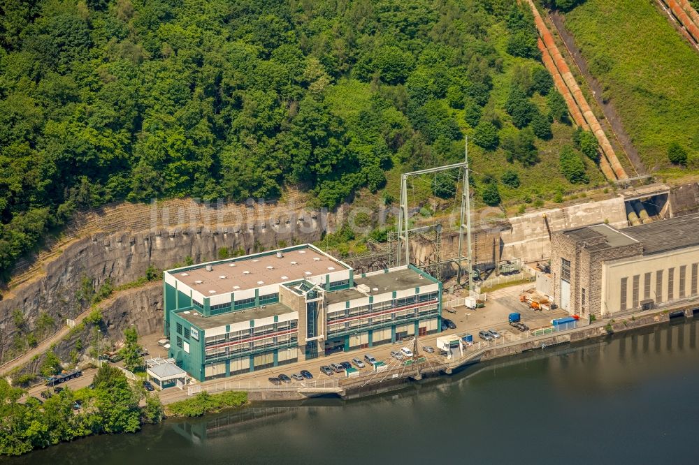 Luftaufnahme Herdecke - Pumpspeicherkraftwerk Koepchenwerk, einem Wasserkraftwerk mit Energie- Speicher am Hengsteysee in in Herdecke im Bundesland Nordrhein-Westfalen