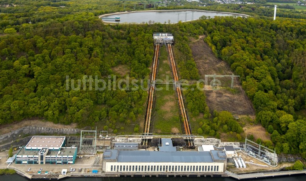 Luftbild Herdecke - Pumpspeicherkraftwerk Koepchenwerk, einem Wasserkraftwerk mit Energie- Speicher am Hengsteysee in Herdecke im Bundesland Nordrhein-Westfalen