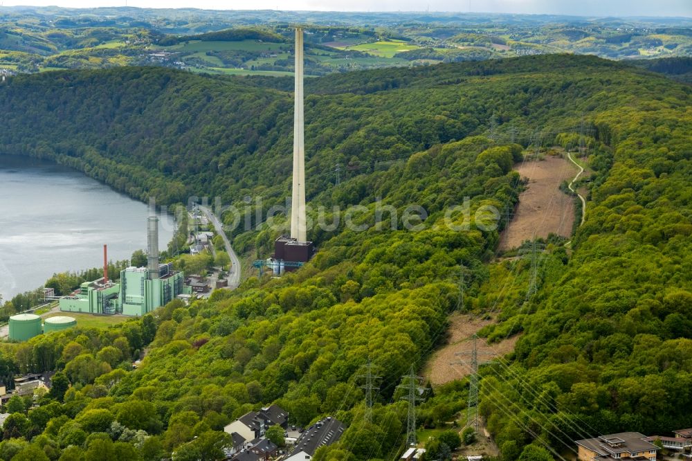 Herdecke von oben - Pumpspeicherkraftwerk Koepchenwerk, einem Wasserkraftwerk mit Energie- Speicher am Hengsteysee in Herdecke im Bundesland Nordrhein-Westfalen