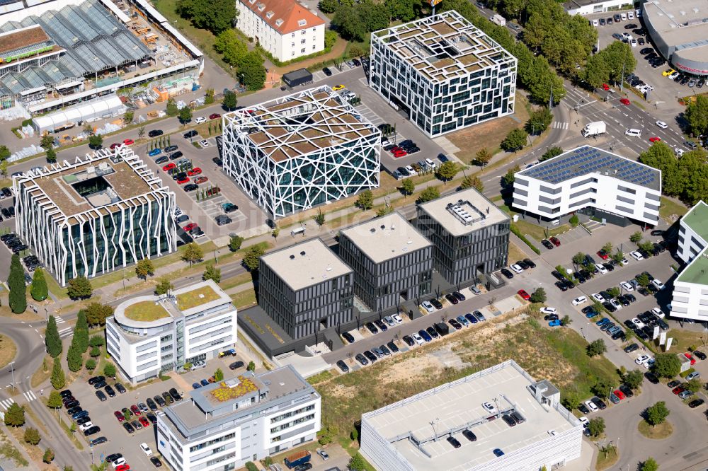 Luftbild Heilbronn - Qbig three - Büro- und Geschäftshaus- Ensemble an der Lise-Meitner-Straße in Heilbronn im Bundesland Baden-Württemberg, Deutschland