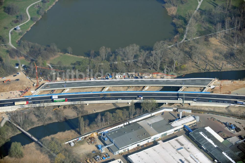 Luftaufnahme Braunschweig - Querverschub Brücke beim Um- und Ausbau des Autobahndreieck Braunschweig-Südwest