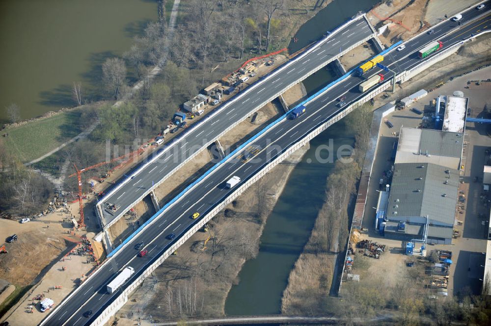 Braunschweig von oben - Querverschub Brücke beim Um- und Ausbau des Autobahndreieck Braunschweig-Südwest