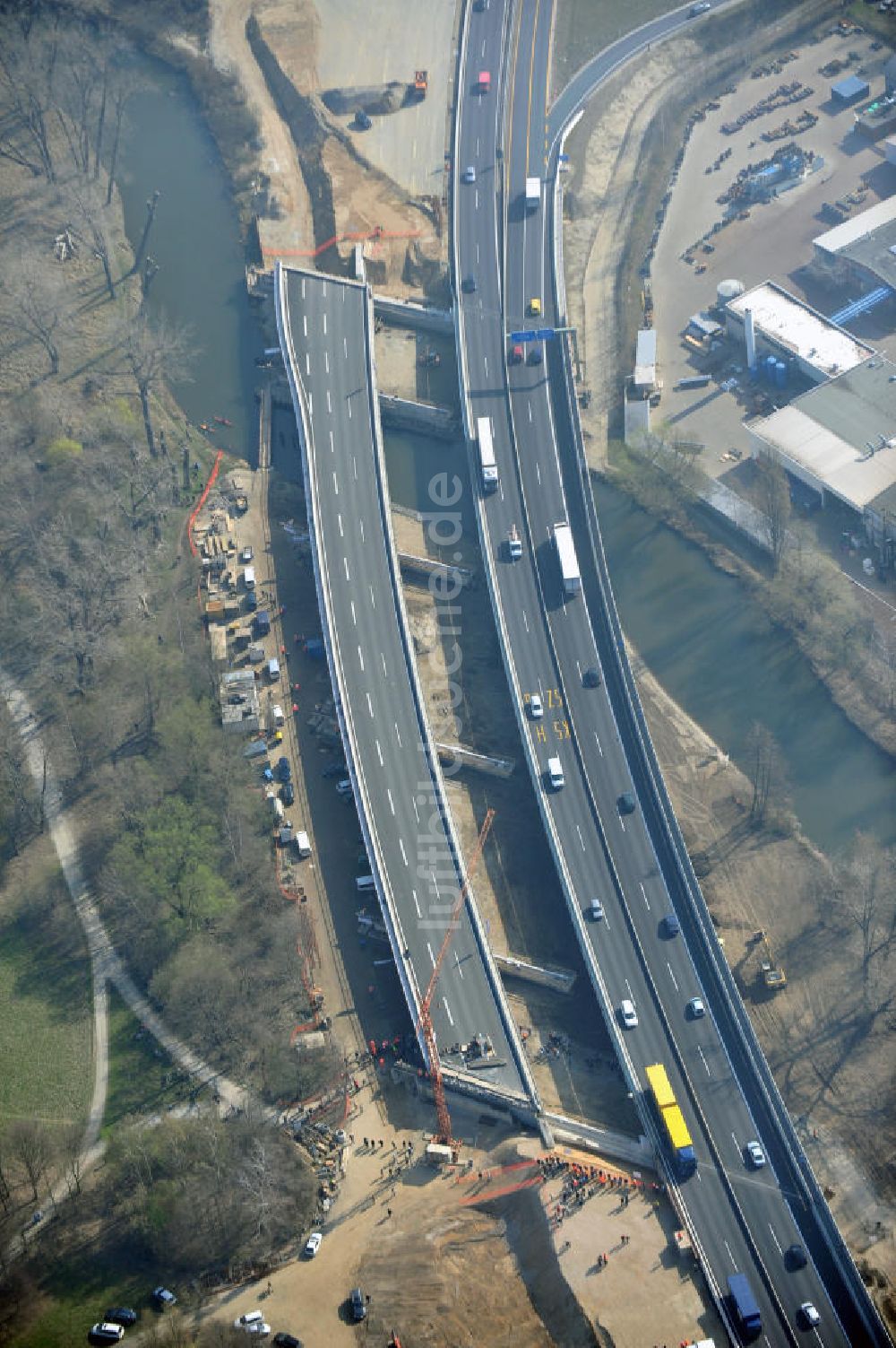 Luftbild Braunschweig - Querverschub Brücke beim Um- und Ausbau des Autobahndreieck Braunschweig-Südwest