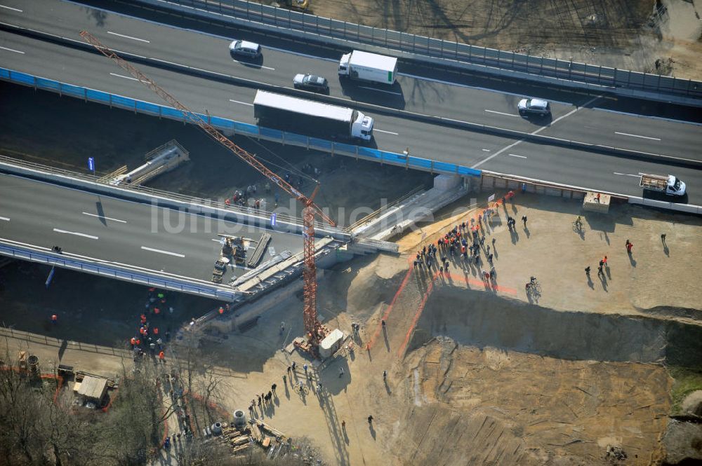 Luftaufnahme Braunschweig - Querverschub Brücke beim Um- und Ausbau des Autobahndreieck Braunschweig-Südwest