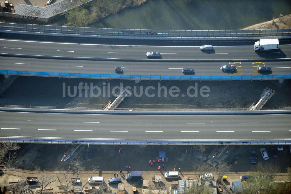 Braunschweig von oben - Querverschub Brücke beim Um- und Ausbau des Autobahndreieck Braunschweig-Südwest