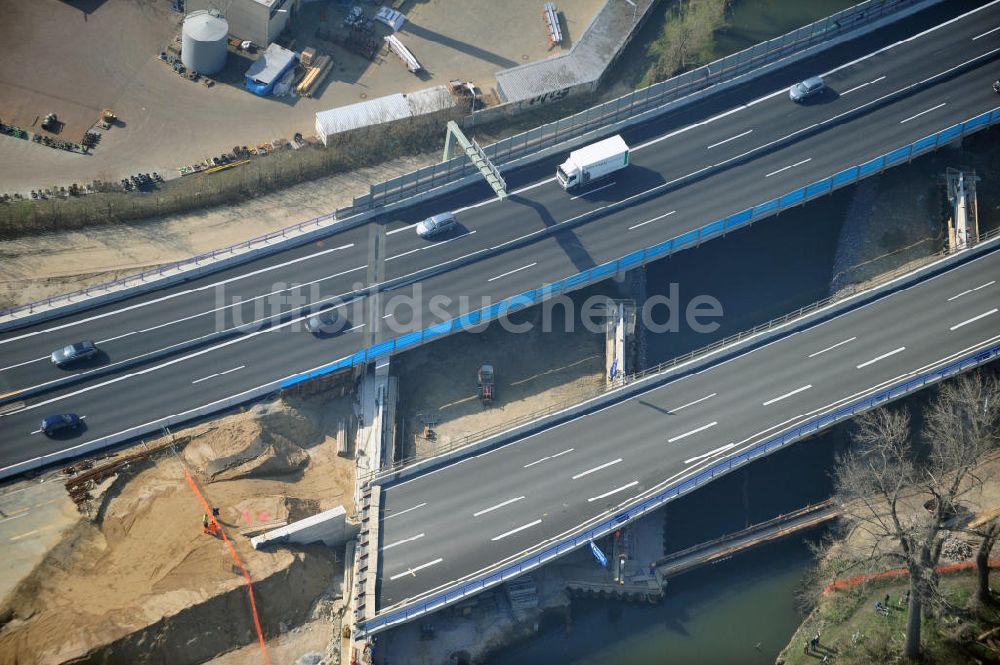 Braunschweig aus der Vogelperspektive: Querverschub Brücke beim Um- und Ausbau des Autobahndreieck Braunschweig-Südwest