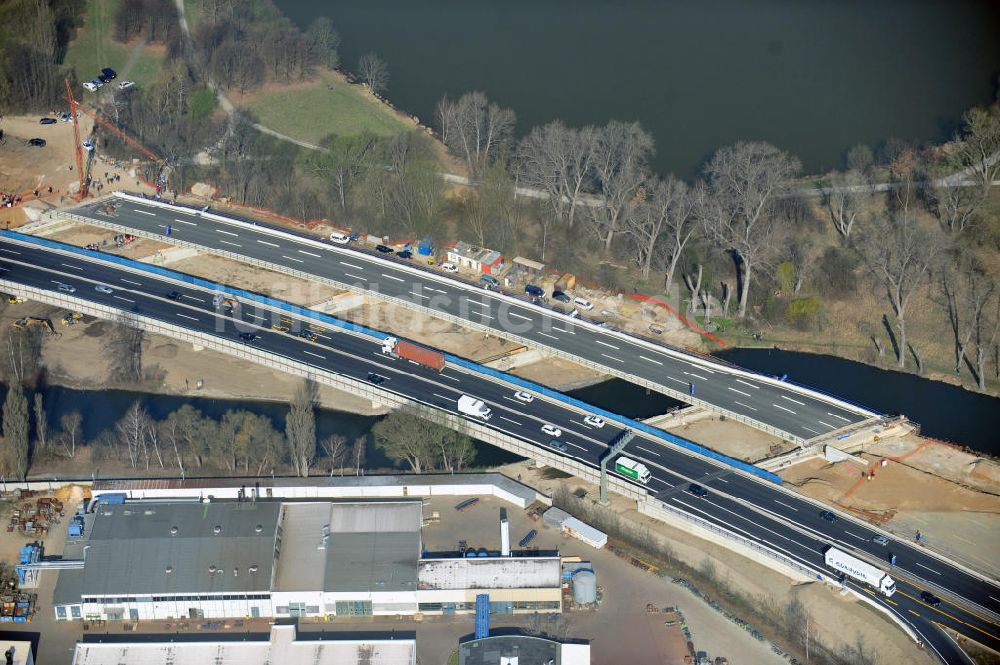 Braunschweig von oben - Querverschub Brücke beim Um- und Ausbau des Autobahndreieck Braunschweig-Südwest