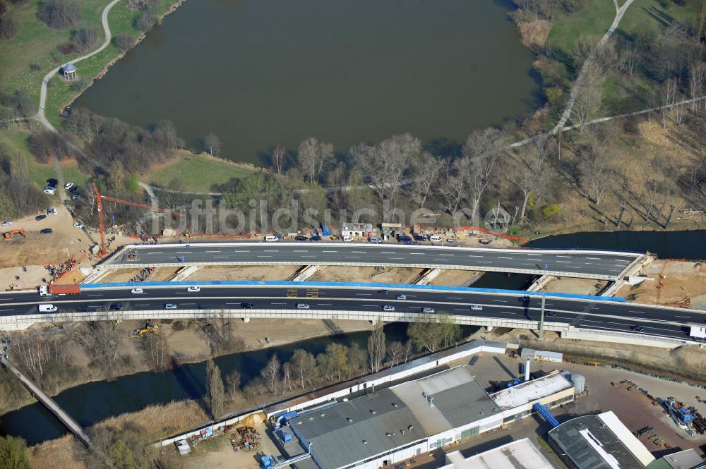 Braunschweig aus der Vogelperspektive: Querverschub Brücke beim Um- und Ausbau des Autobahndreieck Braunschweig-Südwest