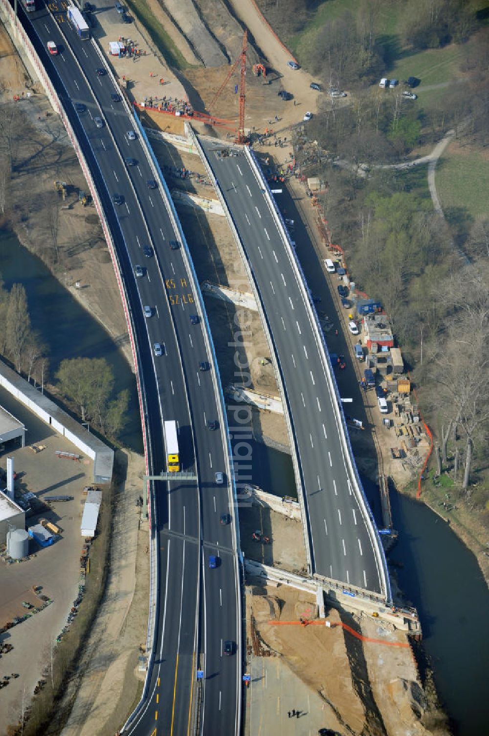 Luftbild Braunschweig - Querverschub Brücke beim Um- und Ausbau des Autobahndreieck Braunschweig-Südwest