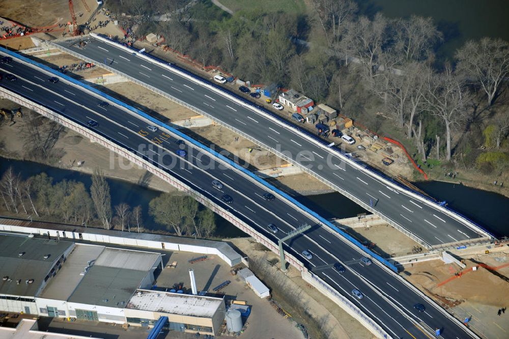 Luftaufnahme Braunschweig - Querverschub Brücke beim Um- und Ausbau des Autobahndreieck Braunschweig-Südwest