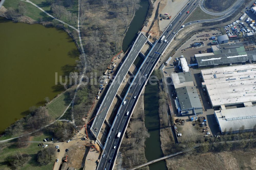 Braunschweig von oben - Querverschub Brücke beim Um- und Ausbau des Autobahndreieck Braunschweig-Südwest