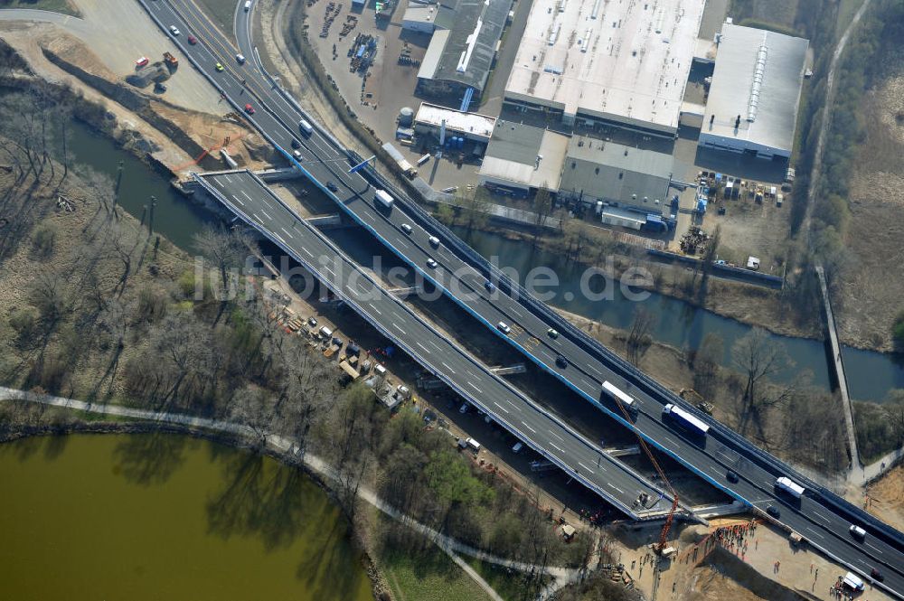 Luftbild Braunschweig - Querverschub Brücke beim Um- und Ausbau des Autobahndreieck Braunschweig-Südwest