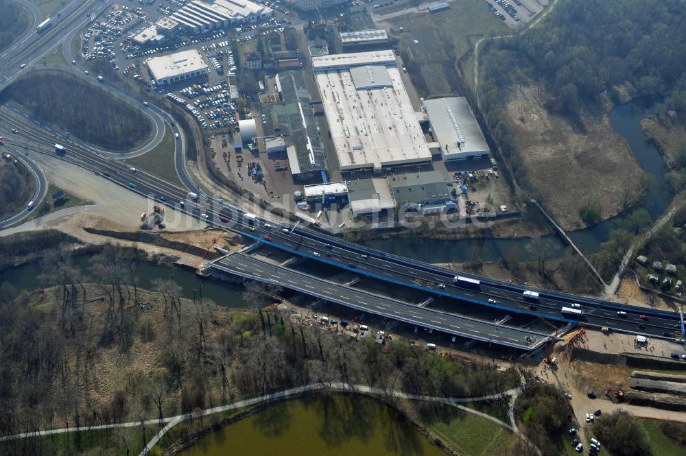 Luftaufnahme Braunschweig - Querverschub Brücke beim Um- und Ausbau des Autobahndreieck Braunschweig-Südwest