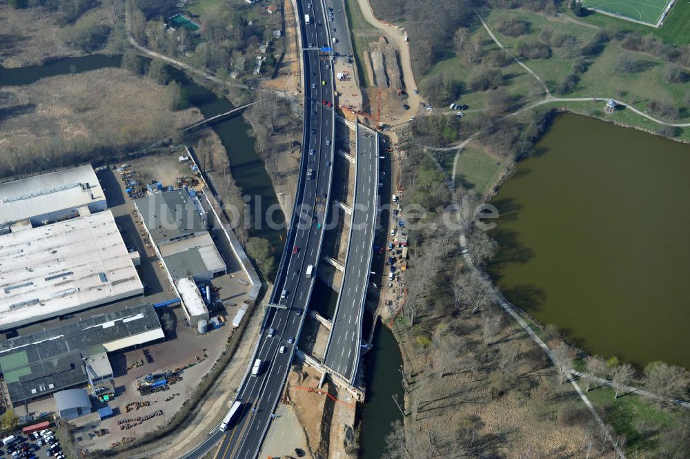 Braunschweig von oben - Querverschub Brücke beim Um- und Ausbau des Autobahndreieck Braunschweig-Südwest