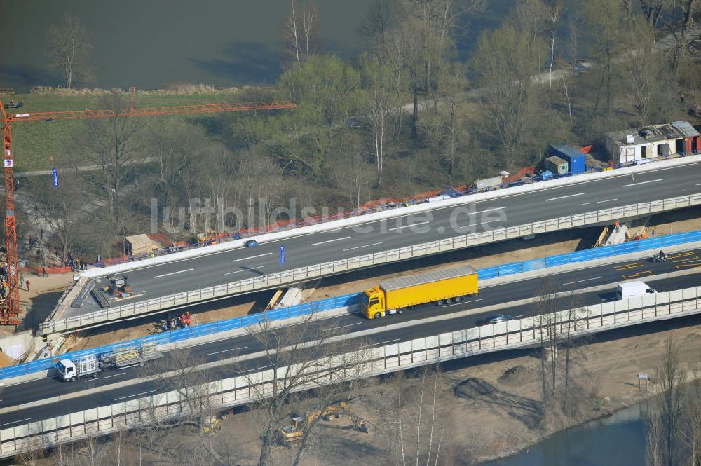 Braunschweig von oben - Querverschub Brücke beim Um- und Ausbau des Autobahndreieck Braunschweig-Südwest