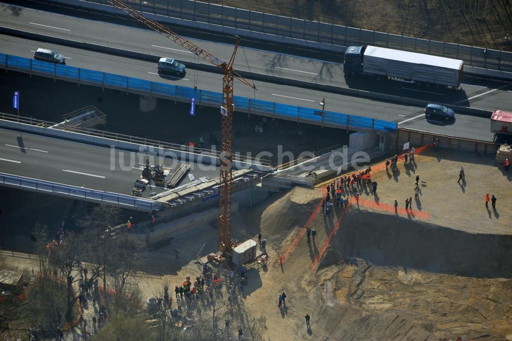 Braunschweig von oben - Querverschub Brücke beim Um- und Ausbau des Autobahndreieck Braunschweig-Südwest