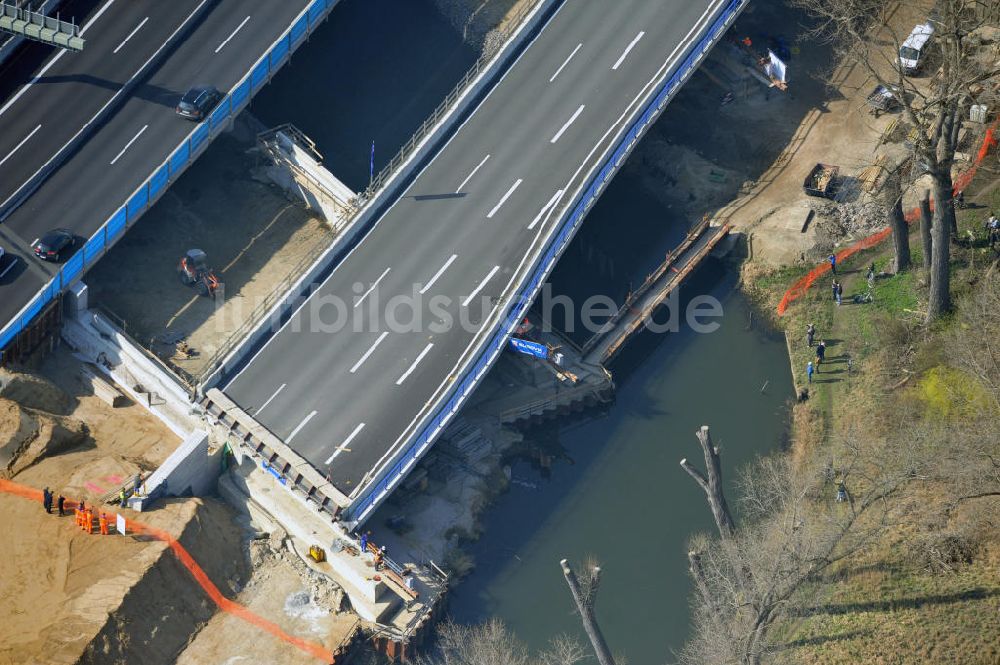 Luftbild Braunschweig - Querverschub Brücke beim Um- und Ausbau des Autobahndreieck Braunschweig-Südwest