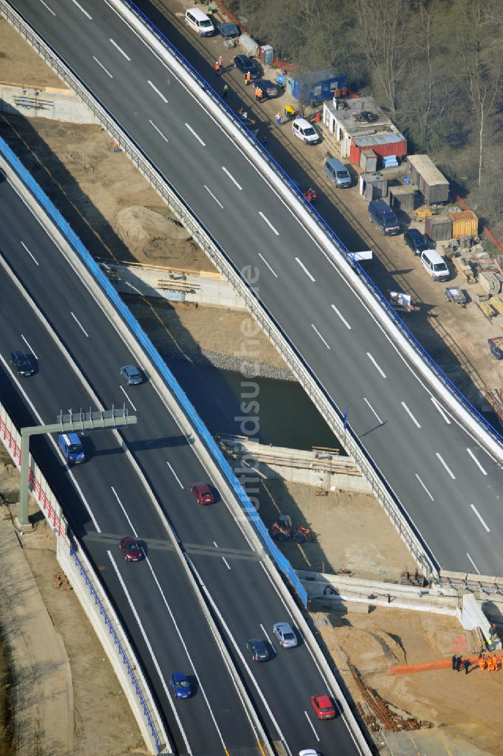 Braunschweig von oben - Querverschub Brücke beim Um- und Ausbau des Autobahndreieck Braunschweig-Südwest