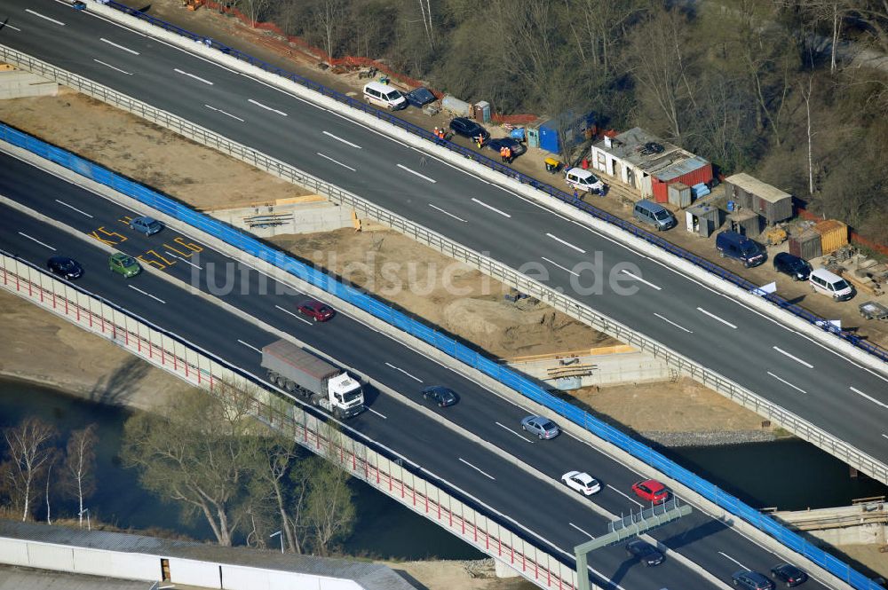 Braunschweig aus der Vogelperspektive: Querverschub Brücke beim Um- und Ausbau des Autobahndreieck Braunschweig-Südwest