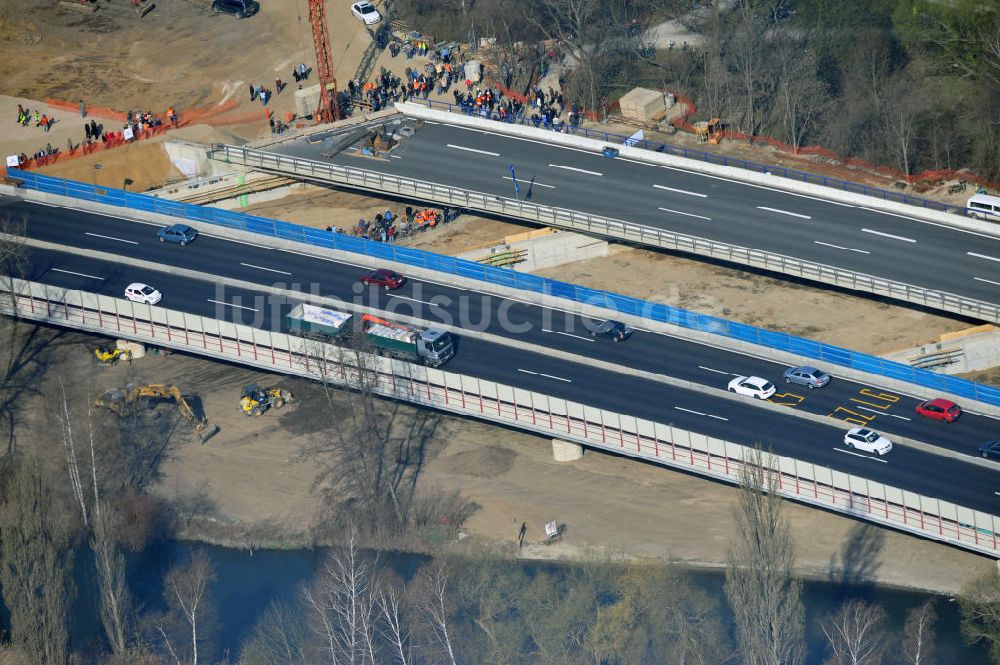 Luftbild Braunschweig - Querverschub Brücke beim Um- und Ausbau des Autobahndreieck Braunschweig-Südwest