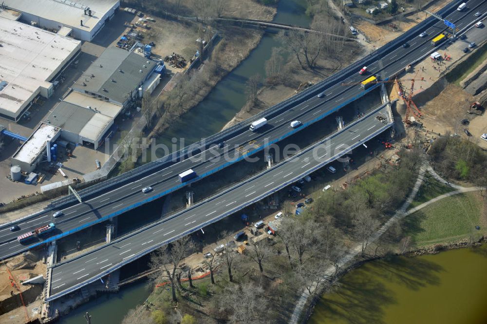 Braunschweig von oben - Querverschub Brücke beim Um- und Ausbau des Autobahndreieck Braunschweig-Südwest