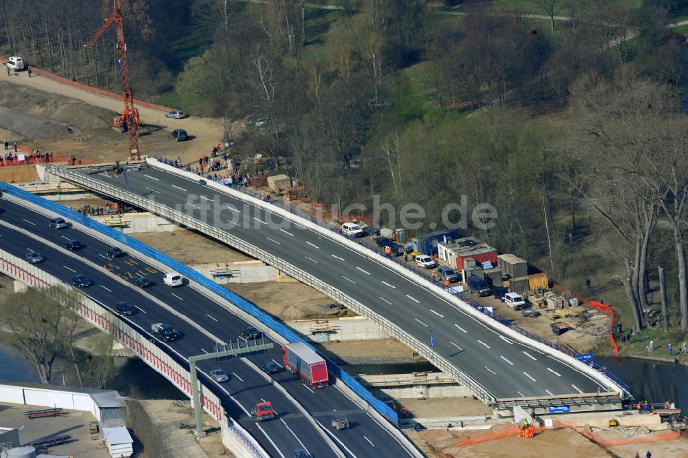 Braunschweig aus der Vogelperspektive: Querverschub Brücke beim Um- und Ausbau des Autobahndreieck Braunschweig-Südwest