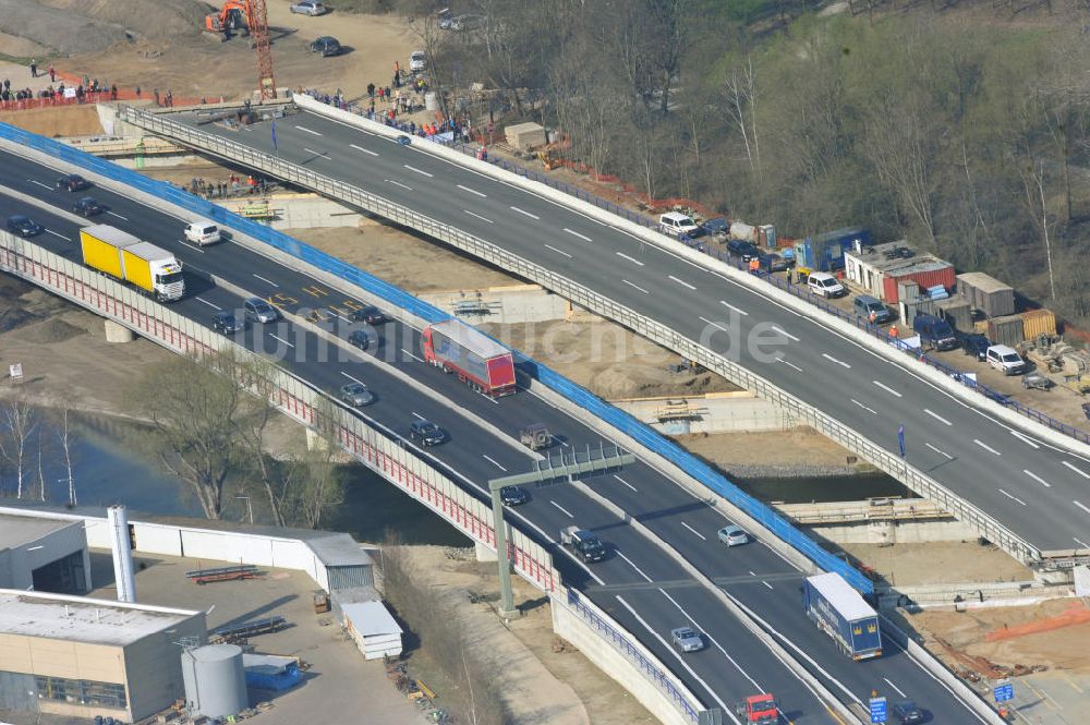 Luftbild Braunschweig - Querverschub Brücke beim Um- und Ausbau des Autobahndreieck Braunschweig-Südwest