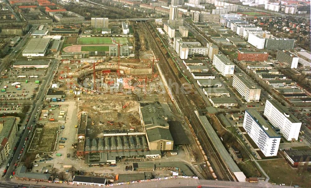 Luftaufnahme Berlin - 13.02.95 Radsporthallenbau an der Landsberger Allee/ Storkower Straße