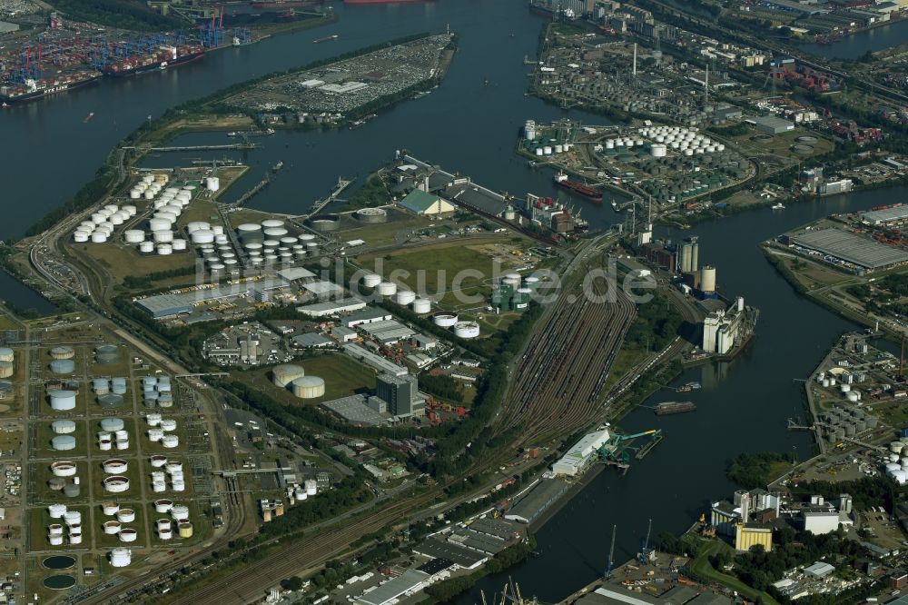 Hamburg aus der Vogelperspektive: Raffinerie- Werksgelände des Mineralölproduzenten Shell in Hamburg