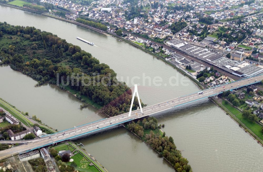 Neuwied aus der Vogelperspektive: Raiffeisenbrücke in Neuwied im Bundesland Rheinland-Pfalz