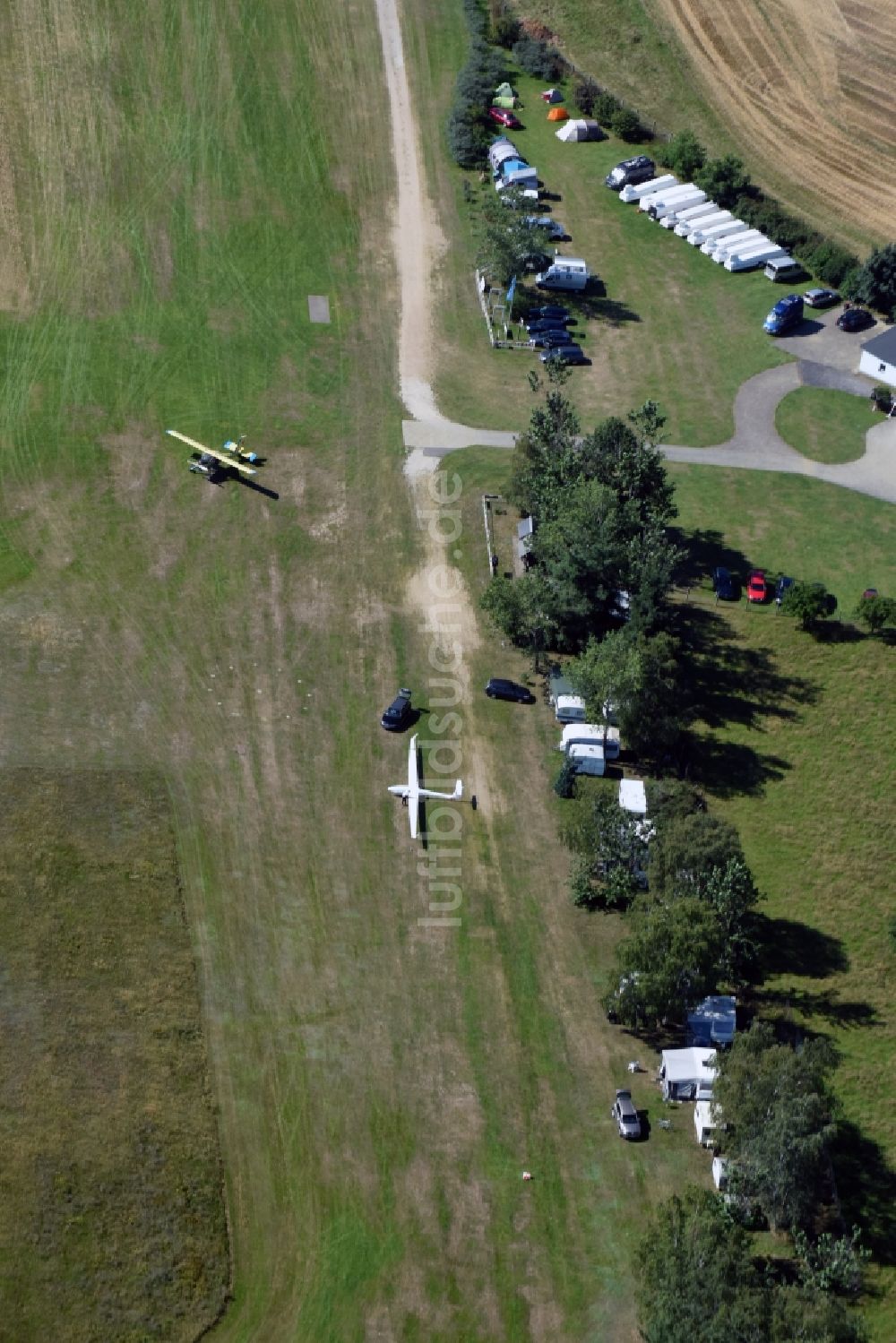 Kamenz von oben - Randgebiet des Flugplatz Kamenz in Kamenz im Bundesland Sachsen