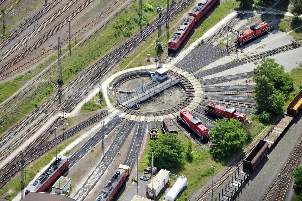 Magdeburg von oben - Rangierbahnhof des Bahnbetriebswerkes Magdeburg Rothensee