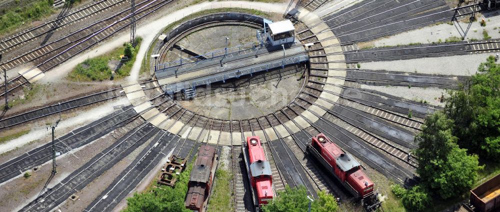 Magdeburg von oben - Rangierbahnhof des Bahnbetriebswerkes Magdeburg Rothensee