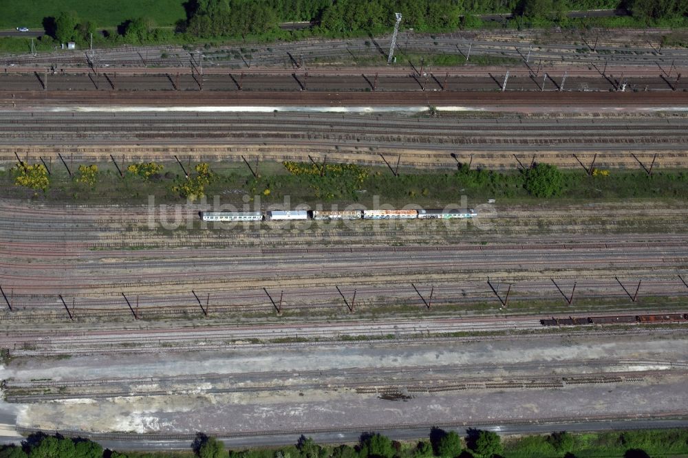 Luftaufnahme Aquitanien - Rangierbahnhof und Güterbahnhof der Bahn in Aquitanien in Aquitaine Limousin Poitou-Charentes, Frankreich