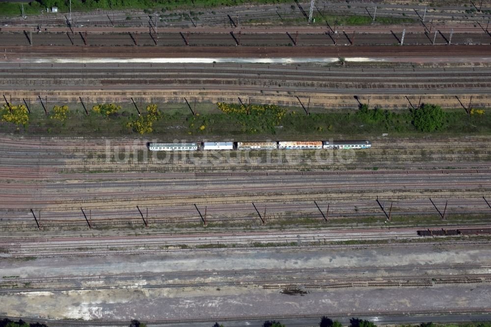 Aquitanien von oben - Rangierbahnhof und Güterbahnhof der Bahn in Aquitanien in Aquitaine Limousin Poitou-Charentes, Frankreich