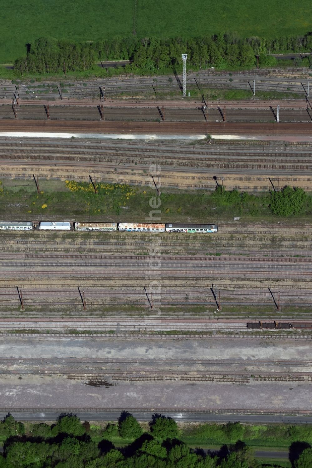 Aquitanien von oben - Rangierbahnhof und Güterbahnhof der Bahn in Aquitanien in Aquitaine Limousin Poitou-Charentes, Frankreich