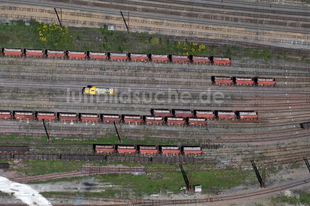 Luftaufnahme Aquitanien - Rangierbahnhof und Güterbahnhof der Bahn in Aquitanien in Aquitaine Limousin Poitou-Charentes, Frankreich