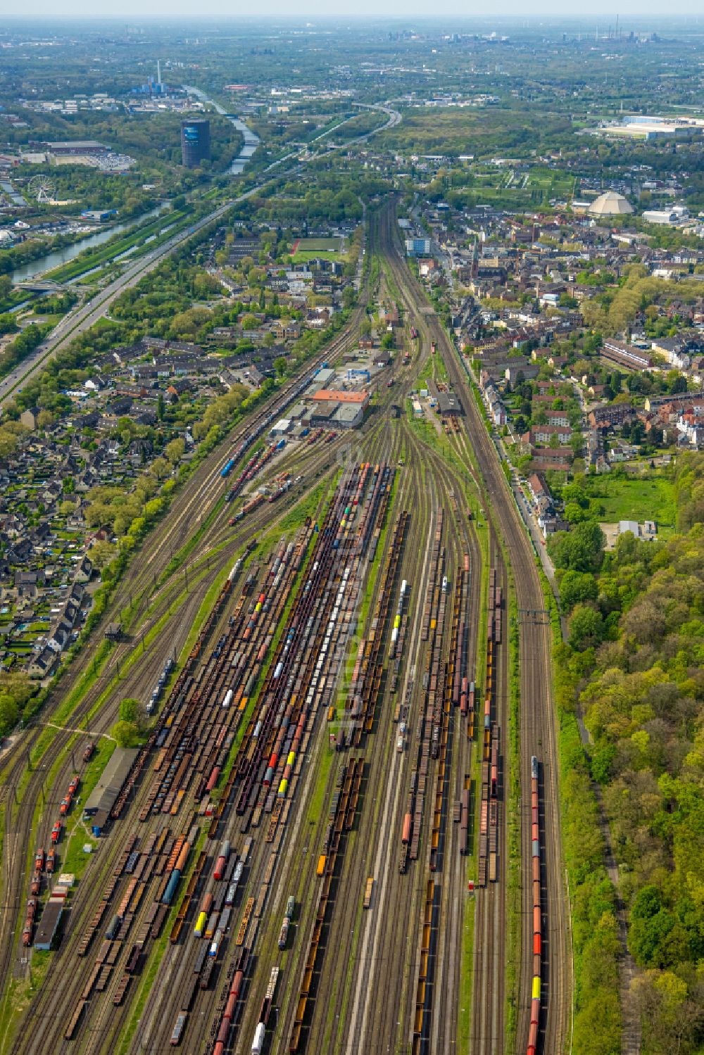 Luftaufnahme Oberhausen - Rangierbahnhof und Güterbahnhof Bahnhof Osterfeld-Süd in Oberhausen im Bundesland Nordrhein-Westfalen, Deutschland
