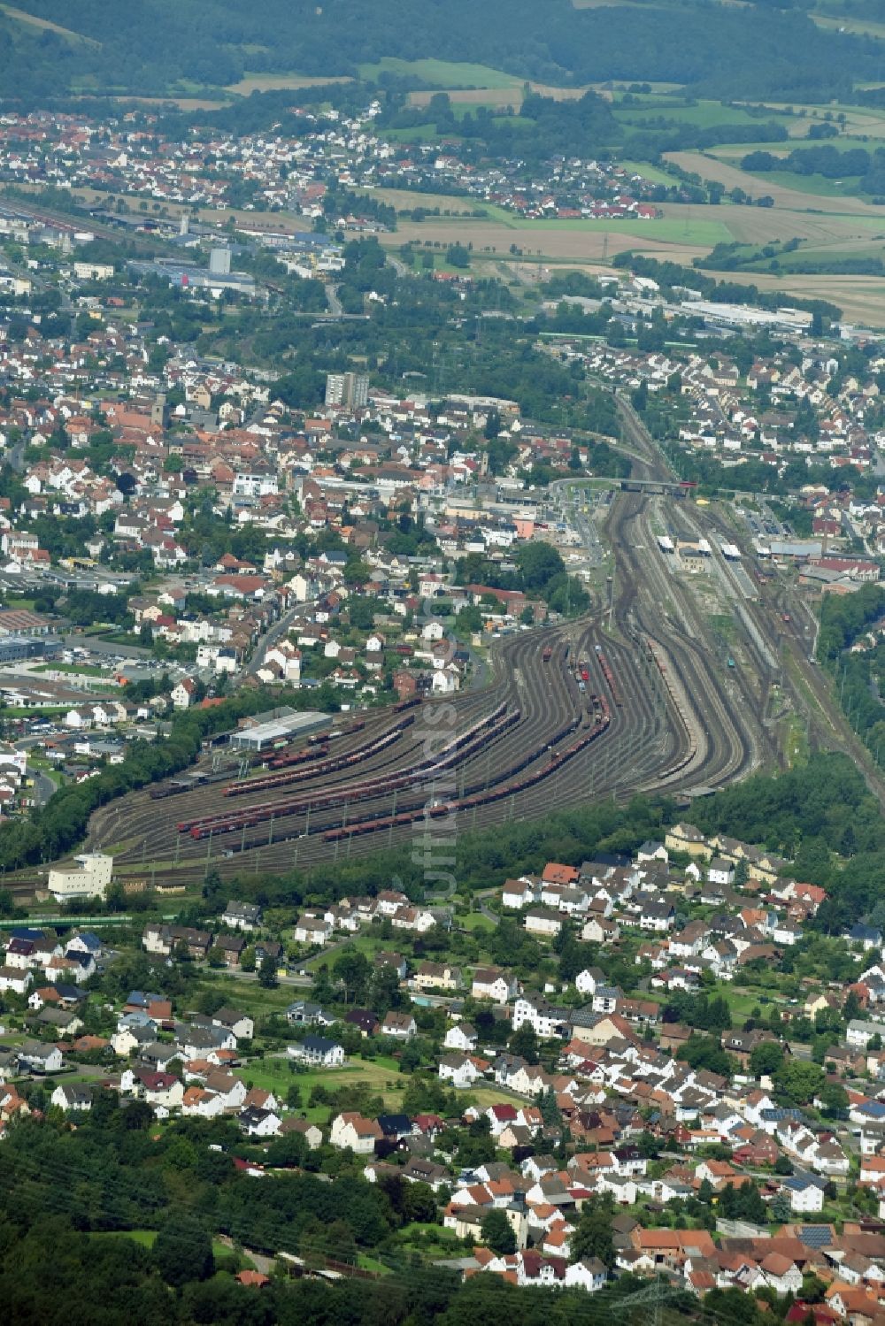 Luftbild Bebra - Rangierbahnhof und Güterbahnhof der Deutschen Bahn in Bebra im Bundesland Hessen, Deutschland