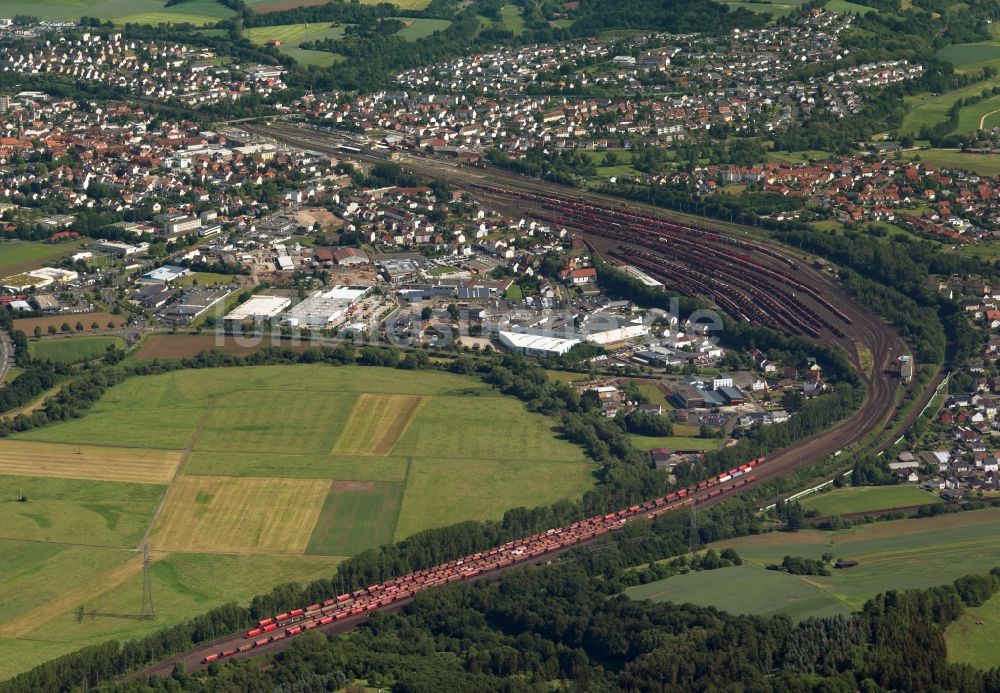 Luftaufnahme Bebra - Rangierbahnhof und Güterbahnhof der Deutschen Bahn in Bebra im Bundesland Hessen, Deutschland