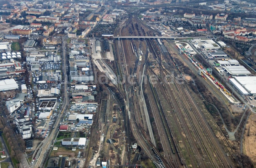 Luftbild Dresden - Rangierbahnhof und Güterbahnhof der Deutschen Bahn in Dresden im Bundesland Sachsen