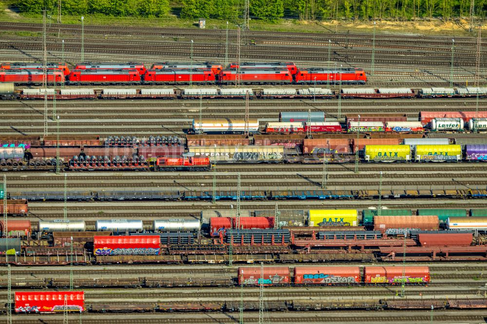 Luftaufnahme Hagen - Rangierbahnhof und Güterbahnhof der Deutschen Bahn in Hagen im Bundesland Nordrhein-Westfalen, Deutschland