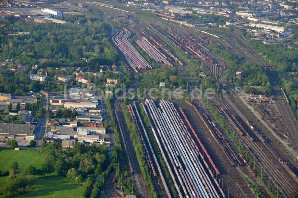 Hamm aus der Vogelperspektive: Rangierbahnhof und Güterbahnhof der Deutschen Bahn in Hamm im Bundesland Nordrhein-Westfalen