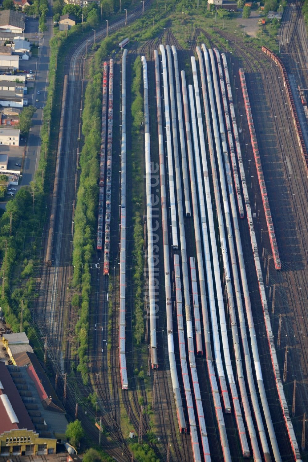 Hamm von oben - Rangierbahnhof und Güterbahnhof der Deutschen Bahn in Hamm im Bundesland Nordrhein-Westfalen