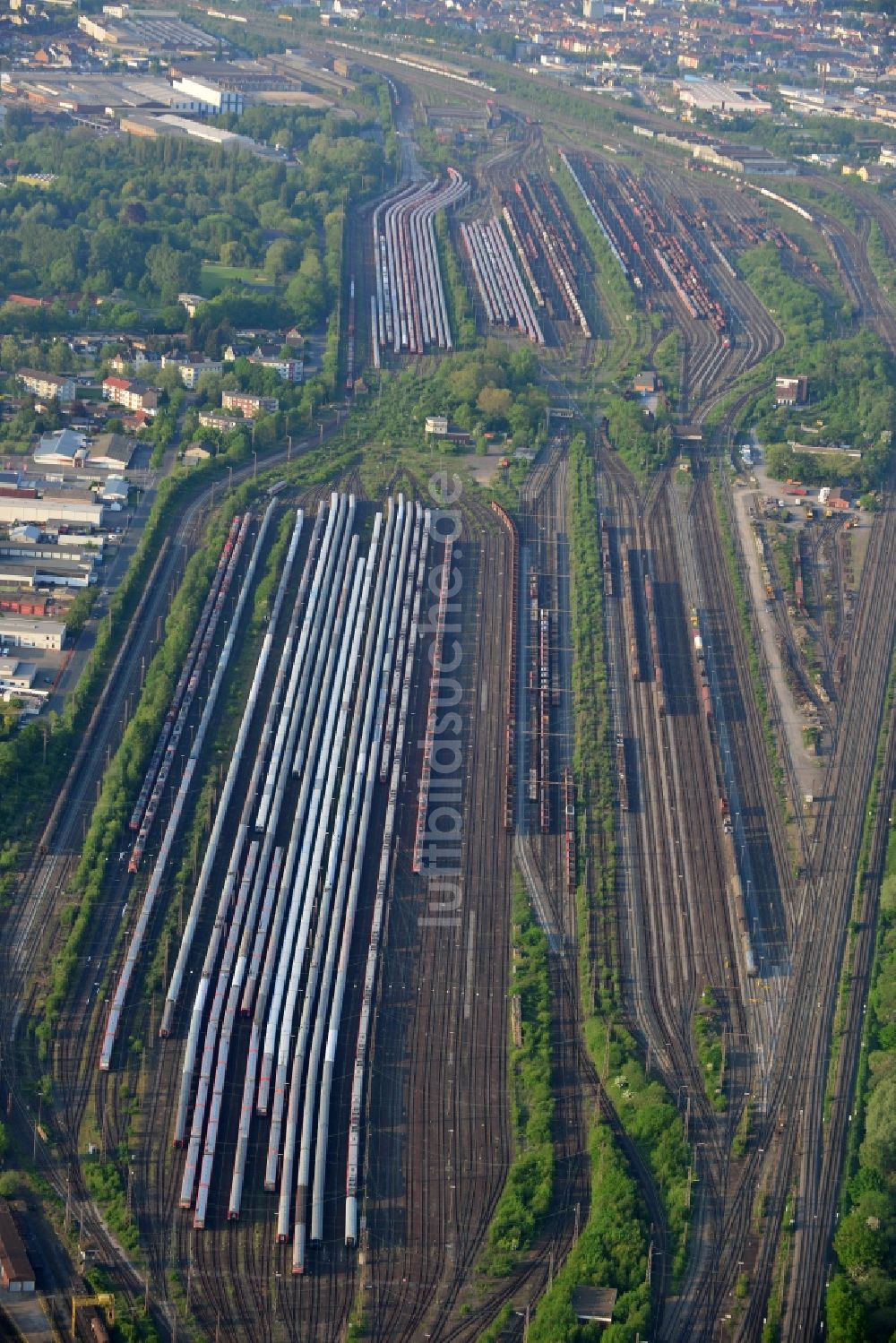 Luftbild Hamm - Rangierbahnhof und Güterbahnhof der Deutschen Bahn in Hamm im Bundesland Nordrhein-Westfalen