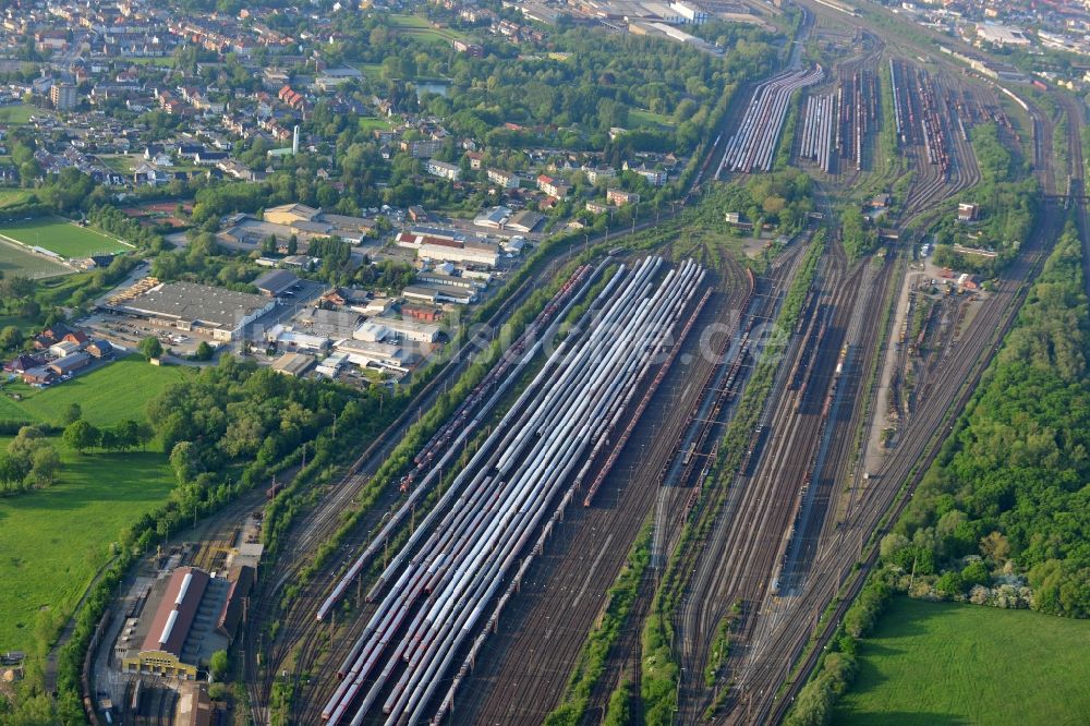 Luftaufnahme Hamm - Rangierbahnhof und Güterbahnhof der Deutschen Bahn in Hamm im Bundesland Nordrhein-Westfalen