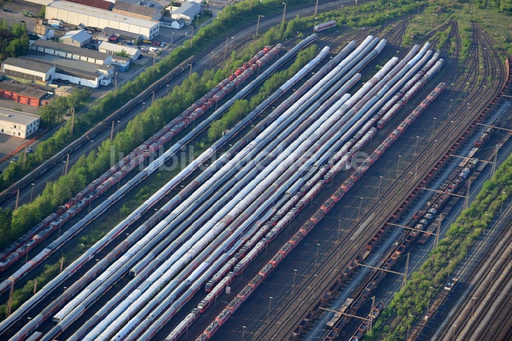 Hamm aus der Vogelperspektive: Rangierbahnhof und Güterbahnhof der Deutschen Bahn in Hamm im Bundesland Nordrhein-Westfalen