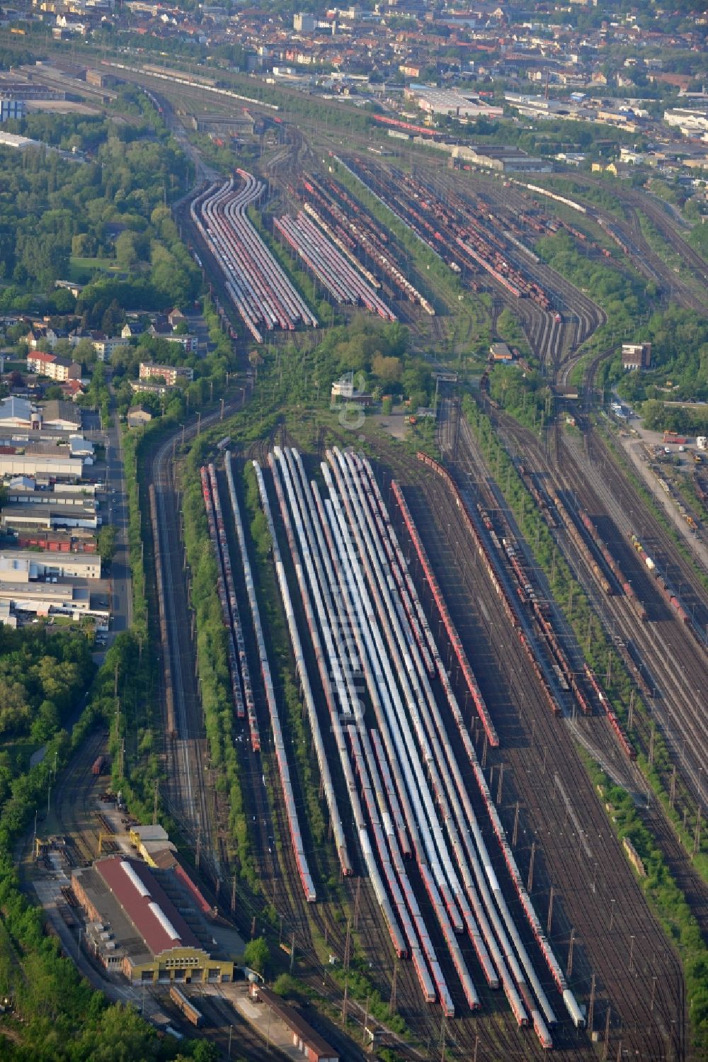 Luftaufnahme Hamm - Rangierbahnhof und Güterbahnhof der Deutschen Bahn in Hamm im Bundesland Nordrhein-Westfalen