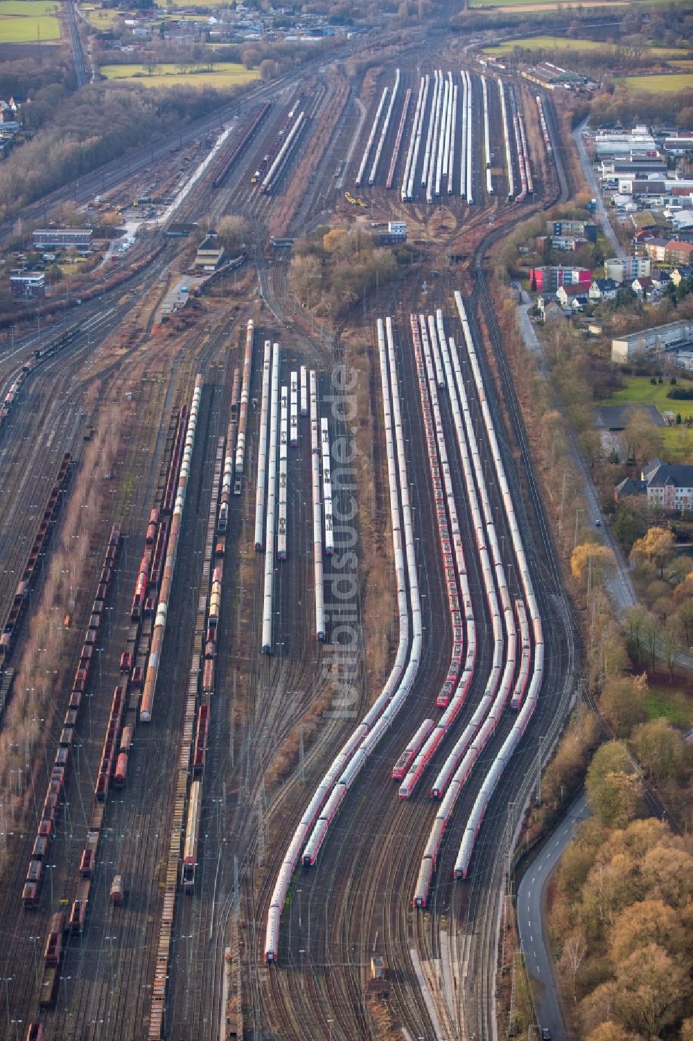 Luftaufnahme Hamm - Rangierbahnhof und Güterbahnhof der Deutschen Bahn in Hamm im Bundesland Nordrhein-Westfalen